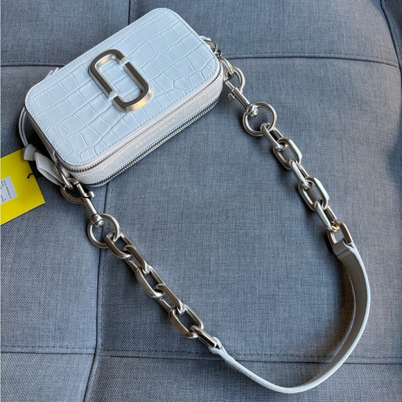 Marc Jacobs Croc-Embossed White Leather Snapshot Shoulder Bag SS24 - Picture 5 of 9